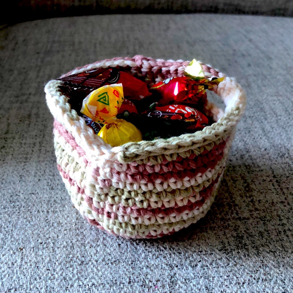 Mini hand crocheted treats basket
